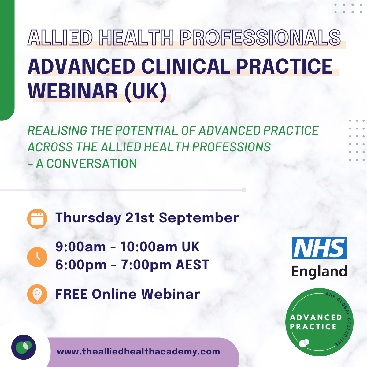 AHP Advanced Practice Collective Webinar - Advanced Clinical Practice (UK)