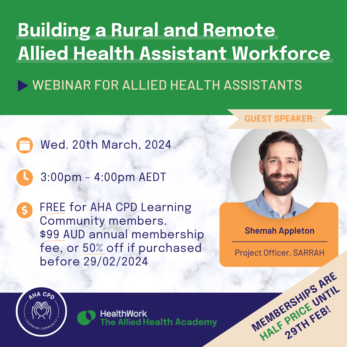 Building a Rural and Remote Allied Health Assistant Workforce - CPD Webinar for Allied Health Assistants